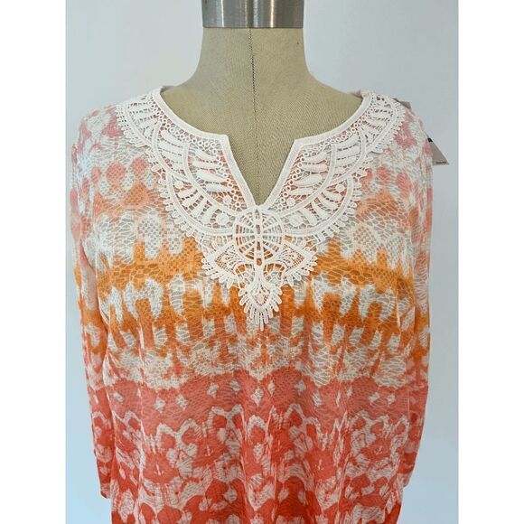 ALFRED DUNNER Women's Tiki Time Textured Ombre Ikat Print Top - Picture 6 of 8